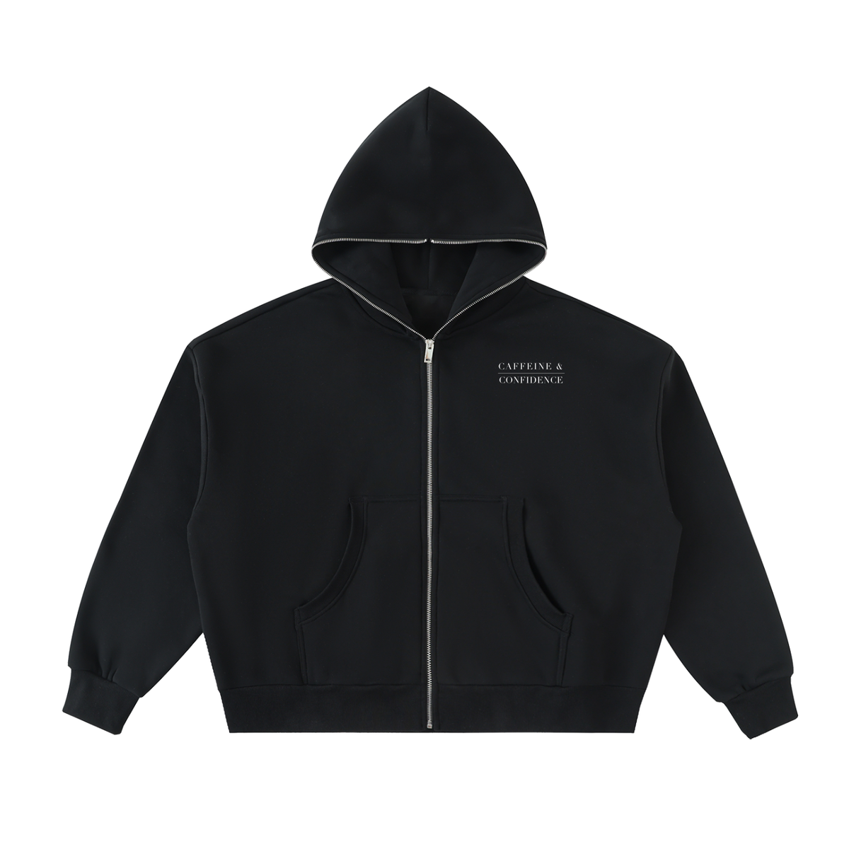 C&C Fleeced Full-Zip Boxy Hoodie