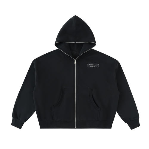 C&C Fleeced Full-Zip Boxy Hoodie